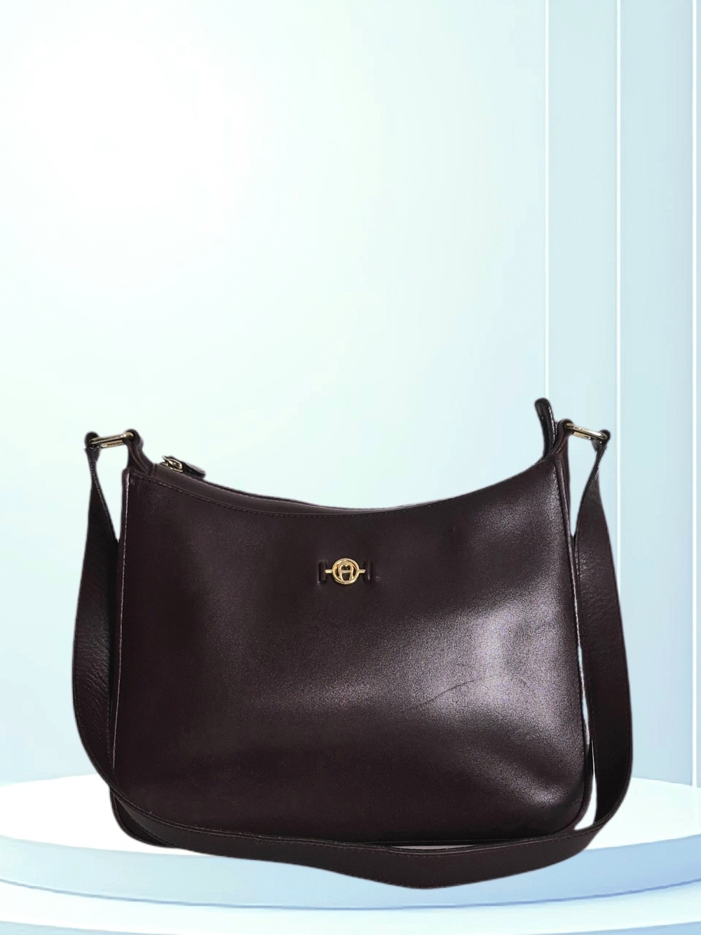 Etienne Aigner Shoulder Bag in Deep Burgundy with Gold Hardware
